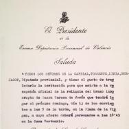 Carta del presidente de la Diputación Bernardo de Lassala González. ES.462508.ADPV/Diputación. A.0.1.2.1. caja 39 expediente 155
