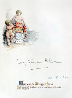 Firma de la duquesa de Alba en el Libro de Honor de la Diputación de Valencia