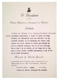 Carta del presidente de la Diputación Bernardo de Lassala González. ES.462508.ADPV/Diputación. A.0.1.2.1. caja 39 expediente 155