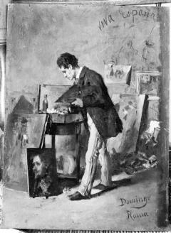 ENRIQUE CARDONA. Pintura a l'oli de l'Interior de l'estudi, per Francisco Domingo Marqués. S.L. 1925. ES.462508.ADPV / Col·lecció Cardona, imatge nº 00743