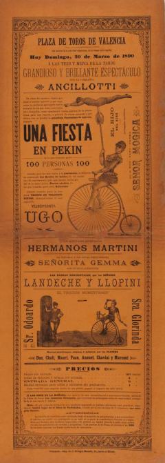 Una Fiesta en Pekín 1890; 65 X 24 cm. ES.462508.ADPV/Carteles de circo/ Sig. IX.1. caja. 36, legajo 97