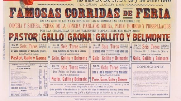 Cartell taurí de la Fira de Juliol del 1916. ADPV. Cartells taurins 3/65, imatge núm. 3692