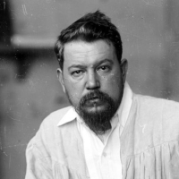 ANTONIO GARCÍA. Retrat de mig cos de Joaquín Sorolla amb bata de treball . 1903. ES.462508.ADPV / Col·lecció Boldún , imatge nº 07.337