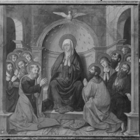 FRANCISCO SANCHIS MUÑOZ. Pintura sobre tabla de la Venida del Espíritu Santo, por Pablo de San Leocadio, en la catedral de Valencia. 1951. ES.462508.ADPV/Colección Sanchis, imagen nº 01409