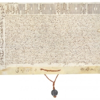Butlla de Pío VI concedint a la Casa de Misericòrdia i d'Òrfenes de València una pensió anual sobre la taula arzobispal de València de 4624 ducats i 9 juliols durant un període de 14 anys. 22 juny 1795. ES.462508.ADPV/Casa de Misericòrdia/Pergamí 1