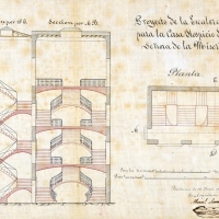 MANUEL SORNÍ I GRAU. Projecte d'escala principal para la Casa Hospici La nostra Senyora de la Misericòrdia. 30 juny 1871. ES.462508.ADPV/Mapes i plànols/MP004 nº 15