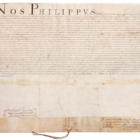 FELIPE III, REY DE ESPAÑA. Condonación de Felipe III a Pedro Acacio Juan, barón de Xaló, de la pena de destierro a Orán por una multa. 1610. ES.462508.ADPV/Duquesa de Almodóvar/Pergamino 70.