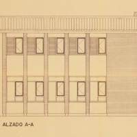 MARIANO GARCÍA BENITO Y LUIS VÁZQUEZ DE CASTRO. Detalle del alzado del tipo de vivienda para maestroER-35 del Plan Nacional de Escuelas Rurales en Carcaixent. 1958. ES.462508.ADPV/Servicio Provincial de Inspección/g.1, caja 58.