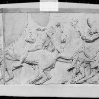 Pintura a la acuarela de un relieve clásico, por Ignacio Pinazo Camarlench, en Valencia. Fotografía: Colección Francisco Sanchis, ca.1945. Signatura 1311.